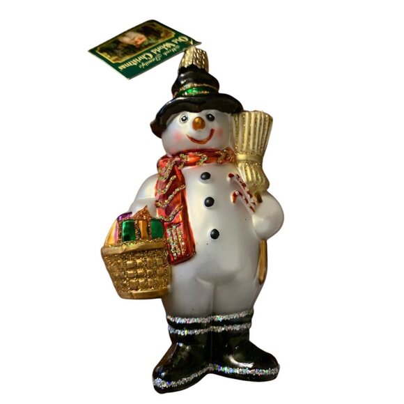 Old World Multicolor Glass Snowman 4 1/2" Holiday Christmas Ornament NWT - Picture 1 of 3
